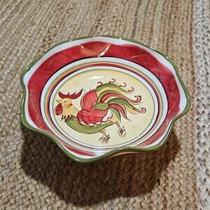HD Design Rafael Rooster Red Ruffled Serving Platter Bowl Large Farmhouse